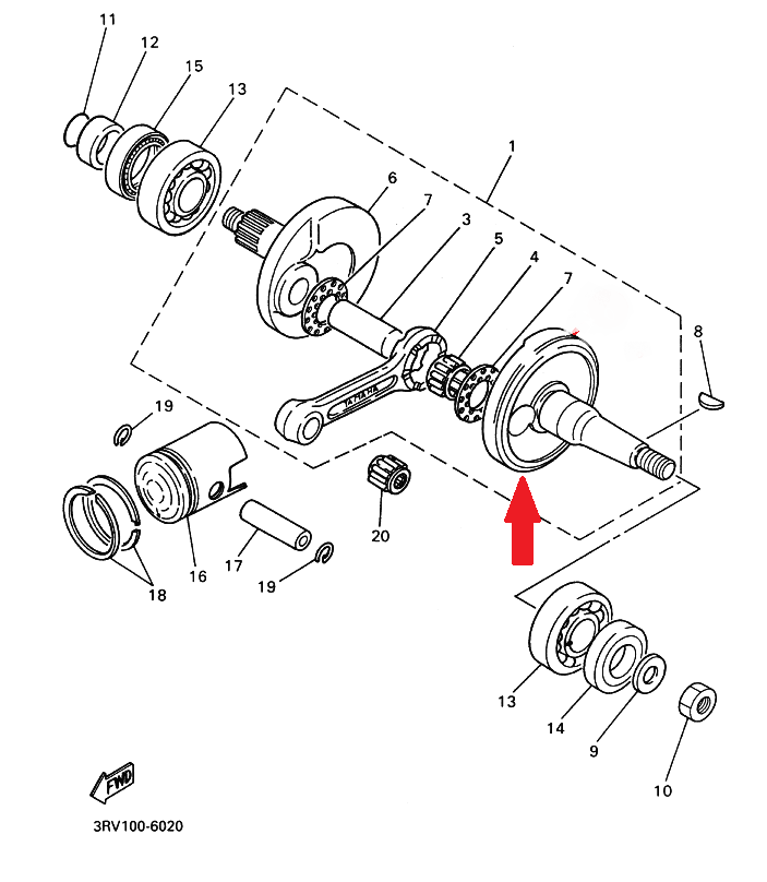 Yamaha genuine new bw80 big wheel pw80 zinger crank 1 pn 1w7-11412-00
