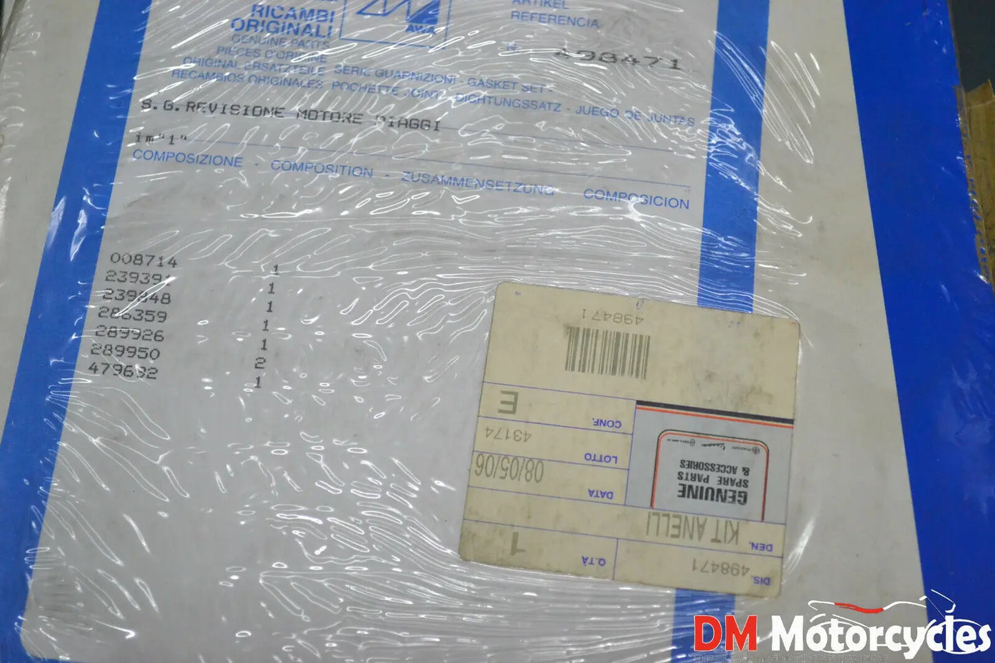 Piaggio genuine new vespa et2 nrg 50 zip 50 oil seal rings kit pn 498471