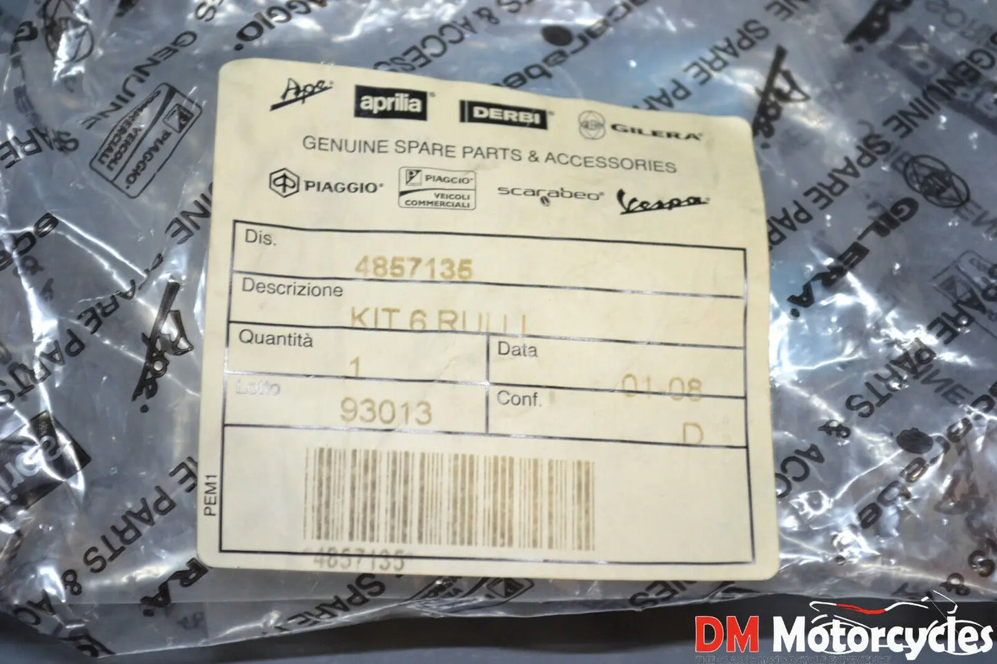 Piaggio genuine vespa gt250 gilera runner vxr 200 10,7g 6 roller set pn 4857135