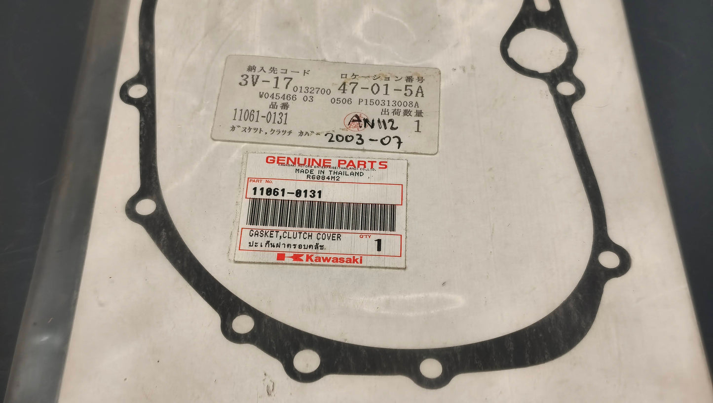Kawasaki genuine new klx110 2005 kl110 2005 an112 2003-07 clutch cover gasket pn 11061-0131