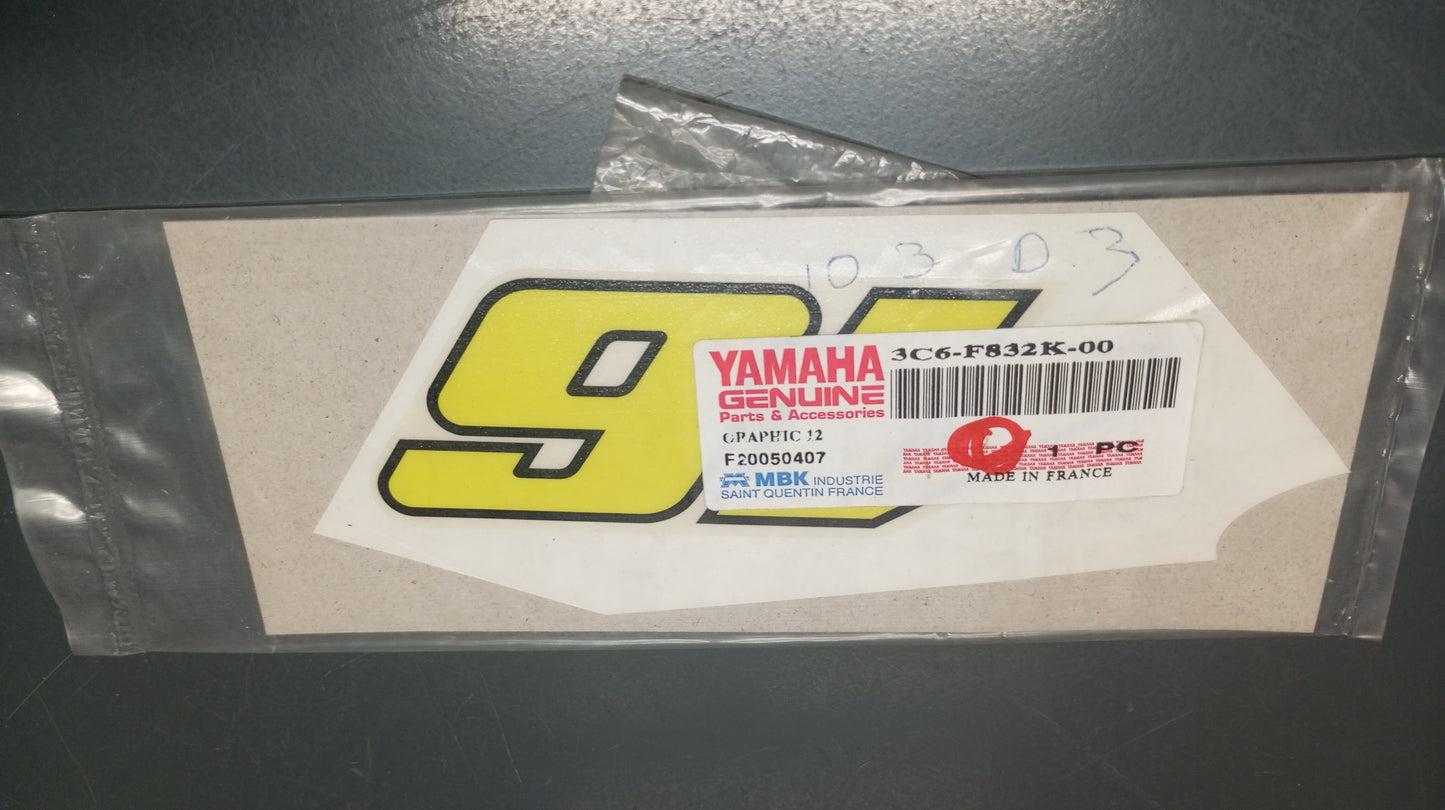 Yamaha genuine new yq50 aerox 2005 graphic 12 decal pn 3c6-f832k-00