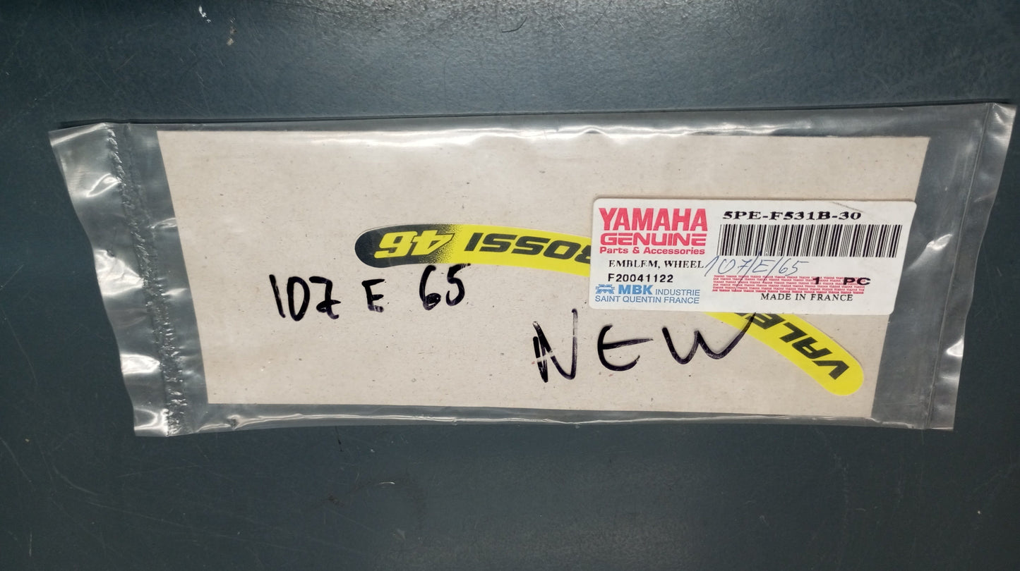 Yamaha genuine new yq50 aerox 2004-2010 wheel emblem decal pn 5pe-f531b-30