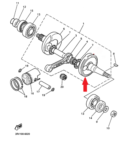 Yamaha genuine new bw80 big wheel pw80 zinger crank 1 pn 1w7-11412-00