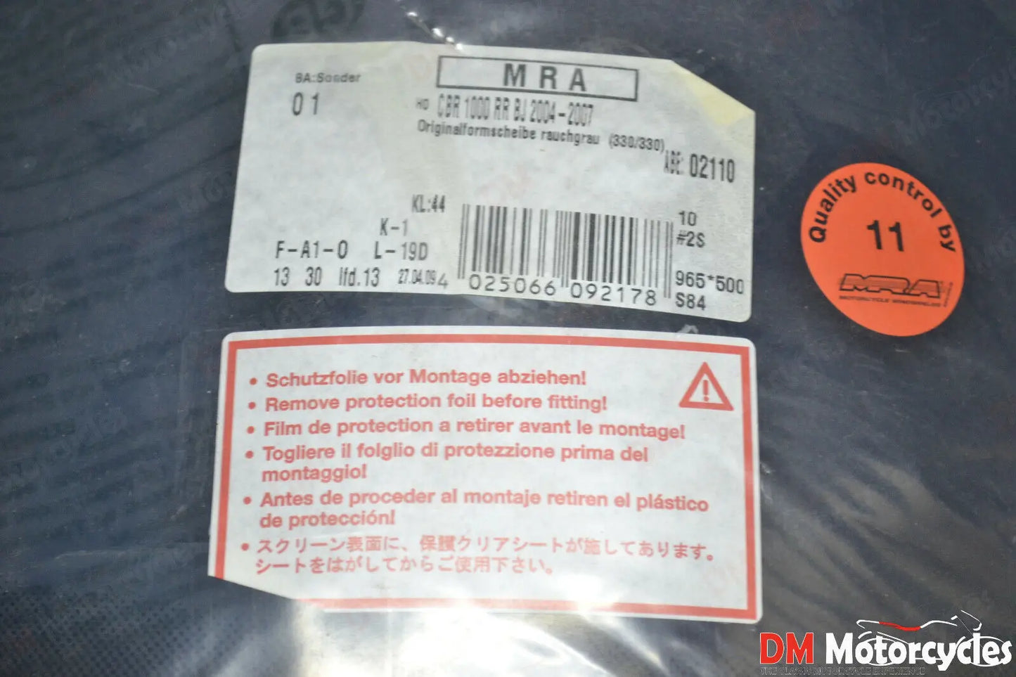 Genuine new MRA tint stantard shape windshield Honda CBR1000RR 2004 2007