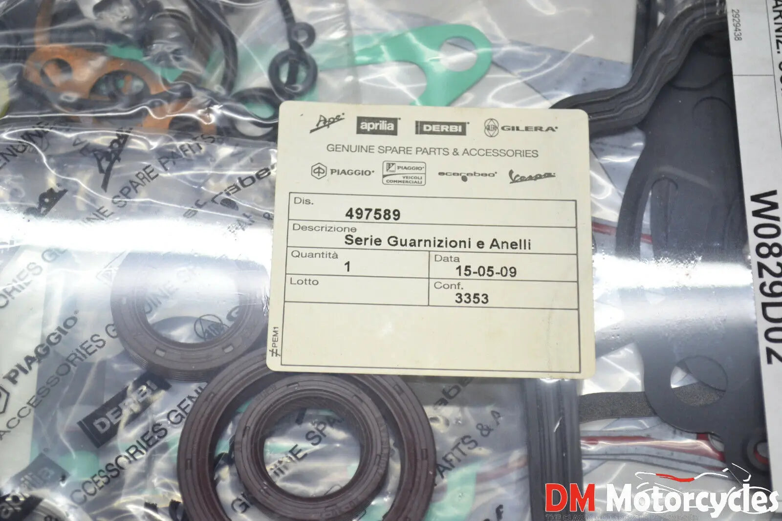 Piaggio genuine new vespa gts gtv garnaby mp3 125cc engines gasket kit pn 497589