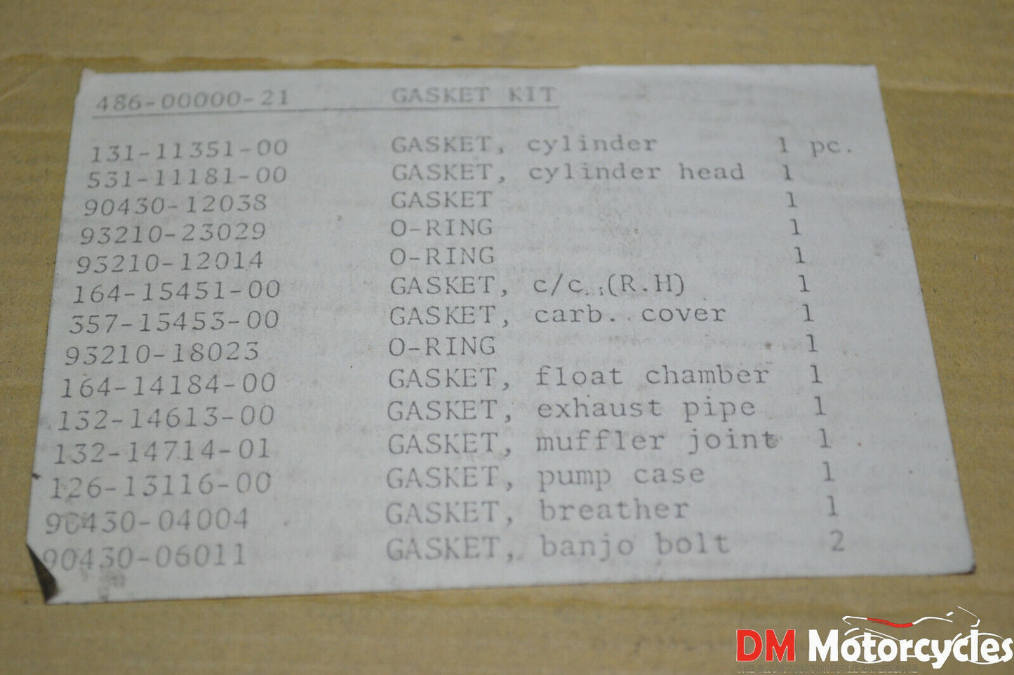Yamaha genuine nos yl2 complete engine gasket kit pn 486-00000-21