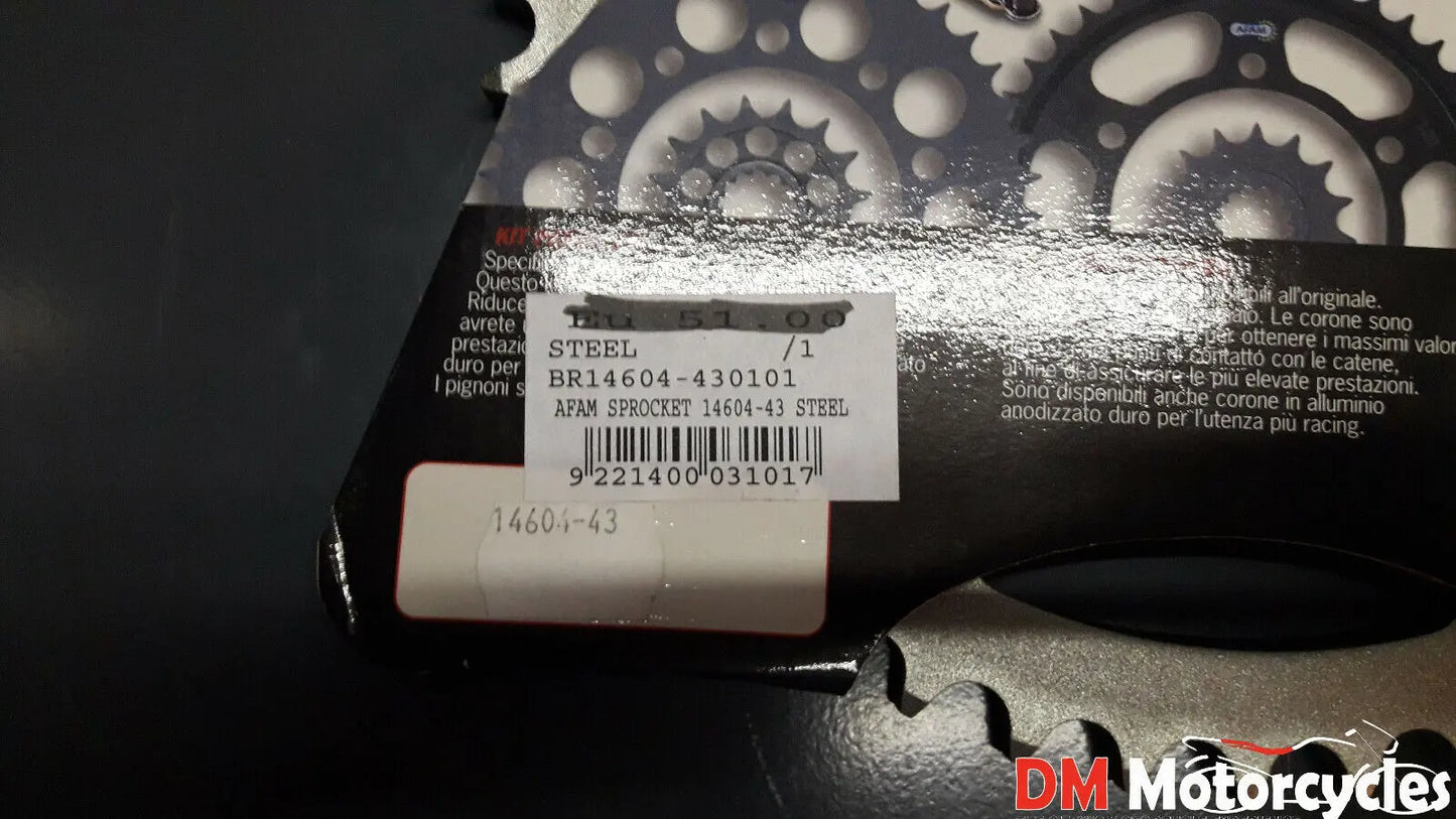 Afam Genuine new 43t 525 rear steel sprocket gsxr vstrom daytona klv pn 14604-43