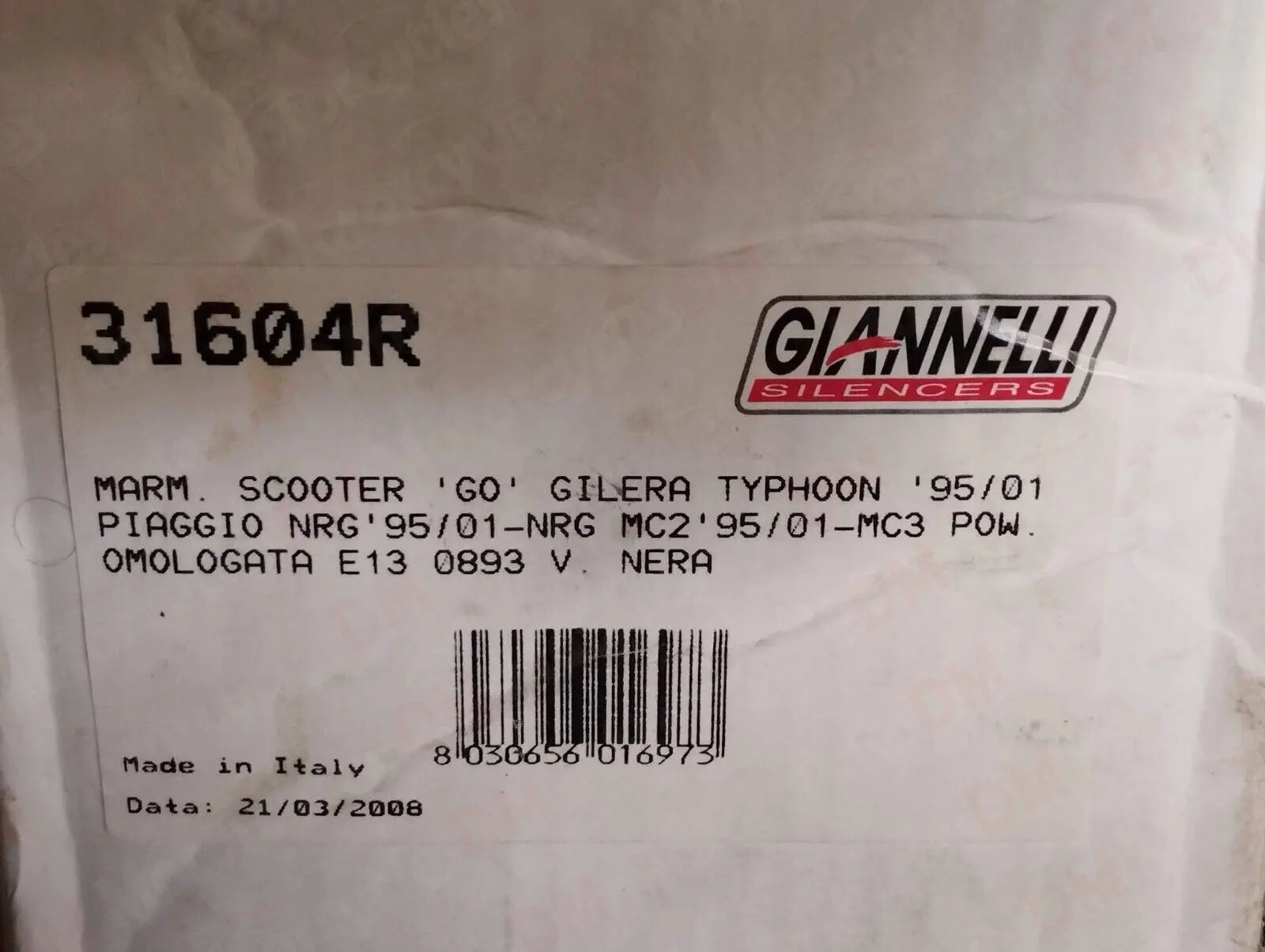 Giannelli genuine new typhoon nrg zip 50cc 95 - 01 GO exhaust muffler pn 31604r