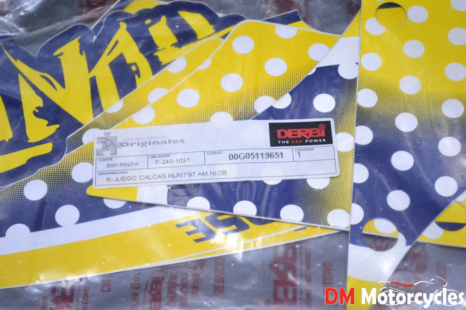Derbi genuine new hunter 1997 decal kit set pn 00g05119651