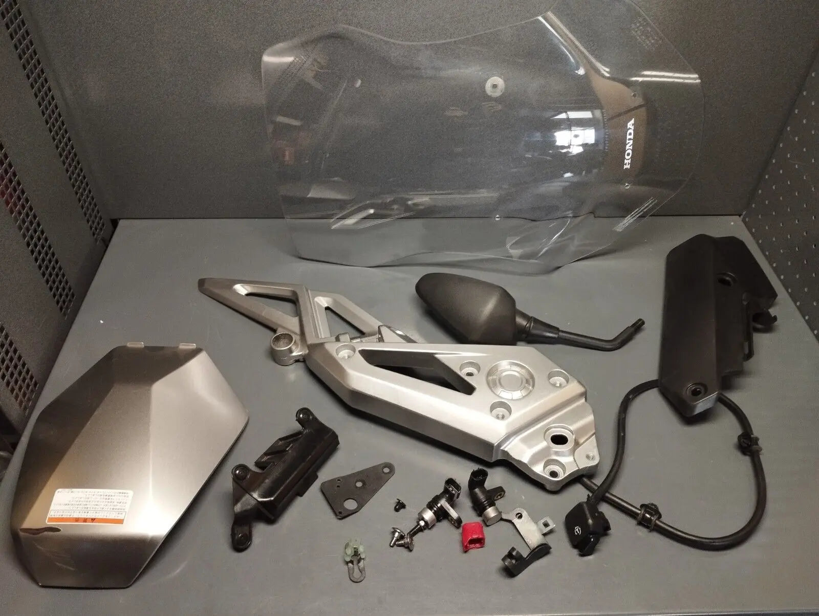 Honda genuine used X-ADV 750 18 parts lot windshield sensors foot bracket coves