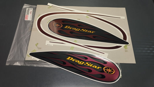 Yamaha genuine new XVS650 Dragstar fuel tank Graphic set pn 4vr-24240-60 - Www.dm-motorcycles.com