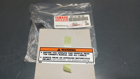 Yamaha genuine nos cw50 1995-02 xt350 1992-98 xt600 1992-95 caution label decal pn 3mx-2118k-00 - Www.dm-motorcycles.com