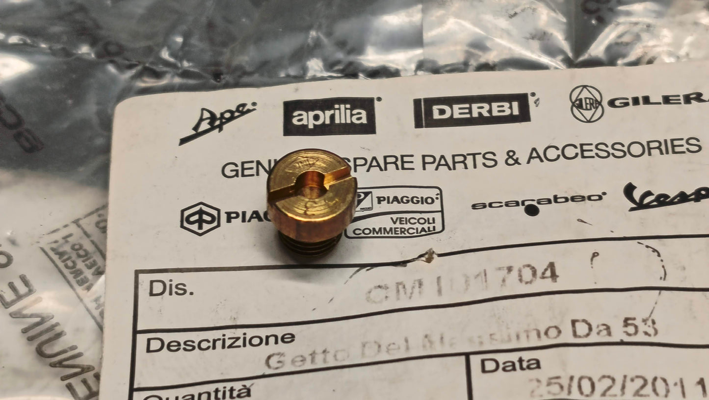 Piaggio geunine new atlantis liberty lx stalker typhoon sr 50 carburator main jet size 53 pn cm101704