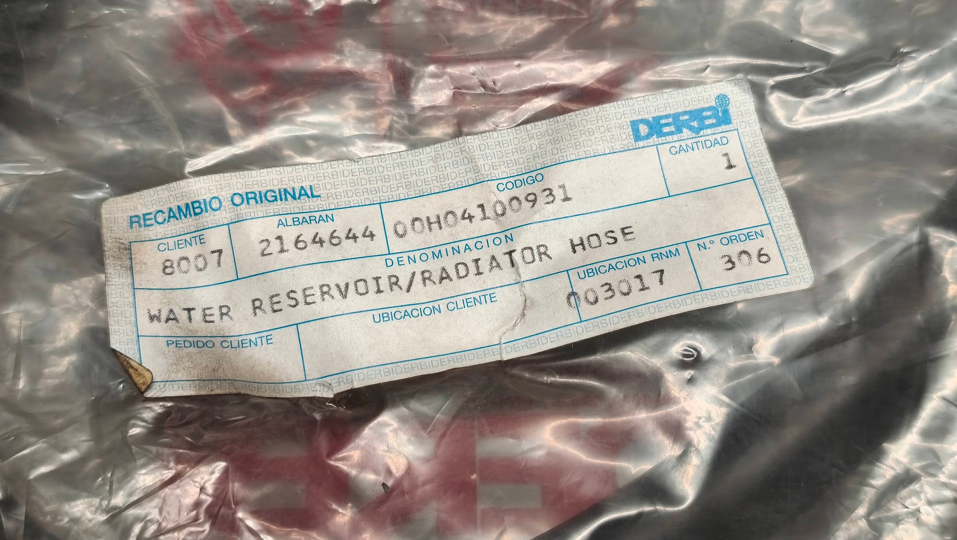 Derbi GPR 50 Water Reservoir to Radiator Hose 00H04100931