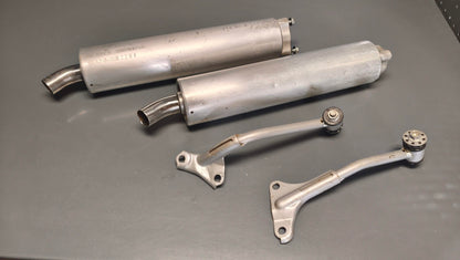 Honda genuine used nsr250 mc21 exhaust silencer cans mufflers set