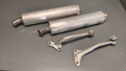 Honda genuine used nsr250 mc21 exhaust silencer cans mufflers set