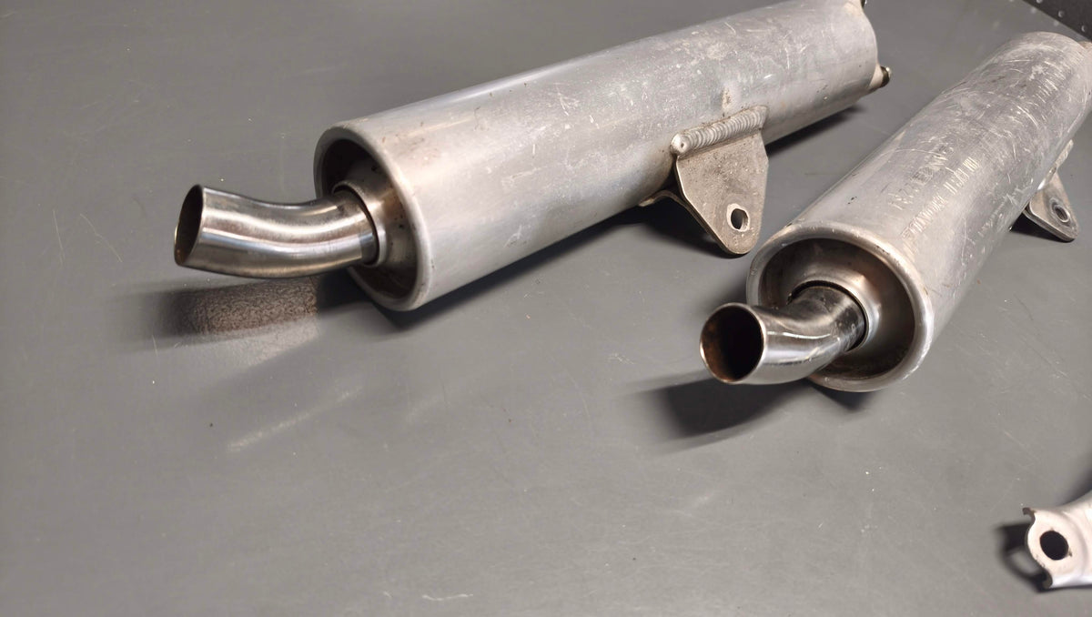 Honda genuine used nsr250 mc21 exhaust silencer cans mufflers set