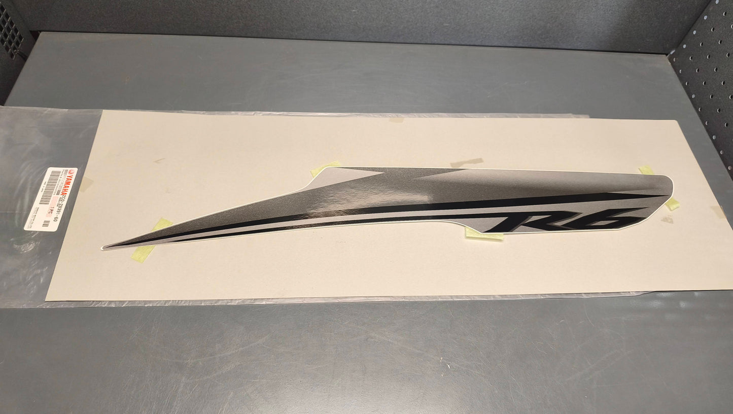 Yamaha genuine new yzf r6 2007 left fairing graphic decal pn 2c0-28391-60