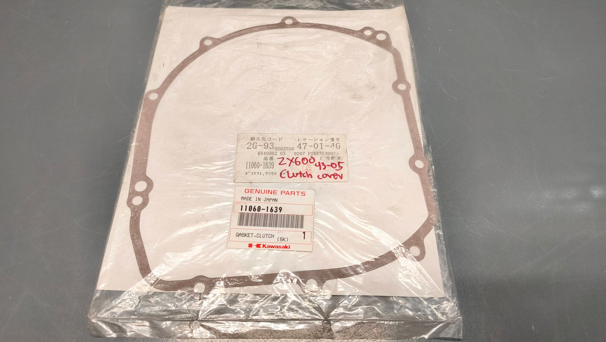 Kawasaki genuine new clutch cover gasket zx600 1990-2006 zx400 1993-2006 zr400 1994-2008 pn 11060-1639